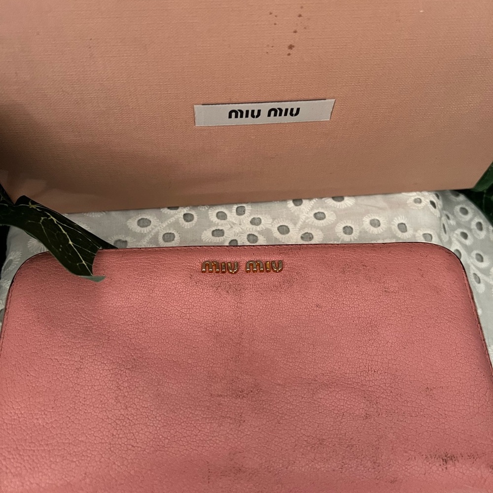 Authentic Miu Miu Rosa Pink Leather Large Contine… - image 3